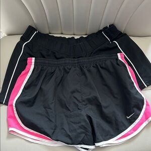 Lot 2 shorts - Nike Women's Black and Pink Shorts and Champion All Black shorts